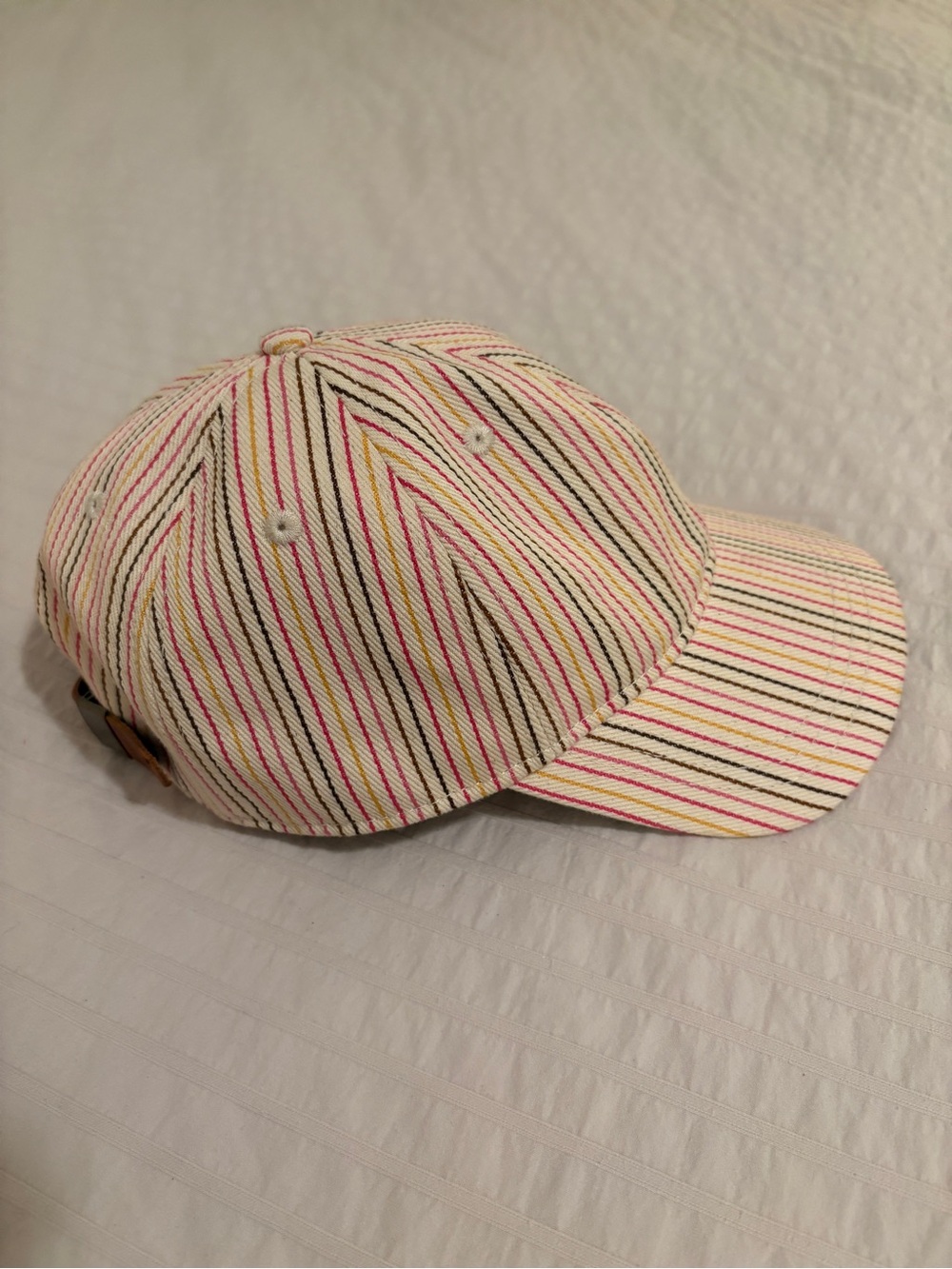 Madewell Striped Baseball Cap in Cream, Pink, Yellow & Black